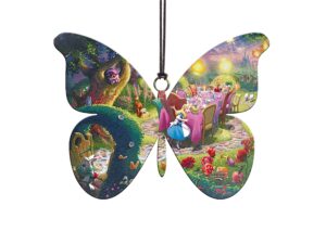 disney – alice in wonderland – mad hatter’s tea party – thomas kinkade studios – 2.7” x 3.5” butterfly shaped hanging acrylic print accessory – officially licensed collectible