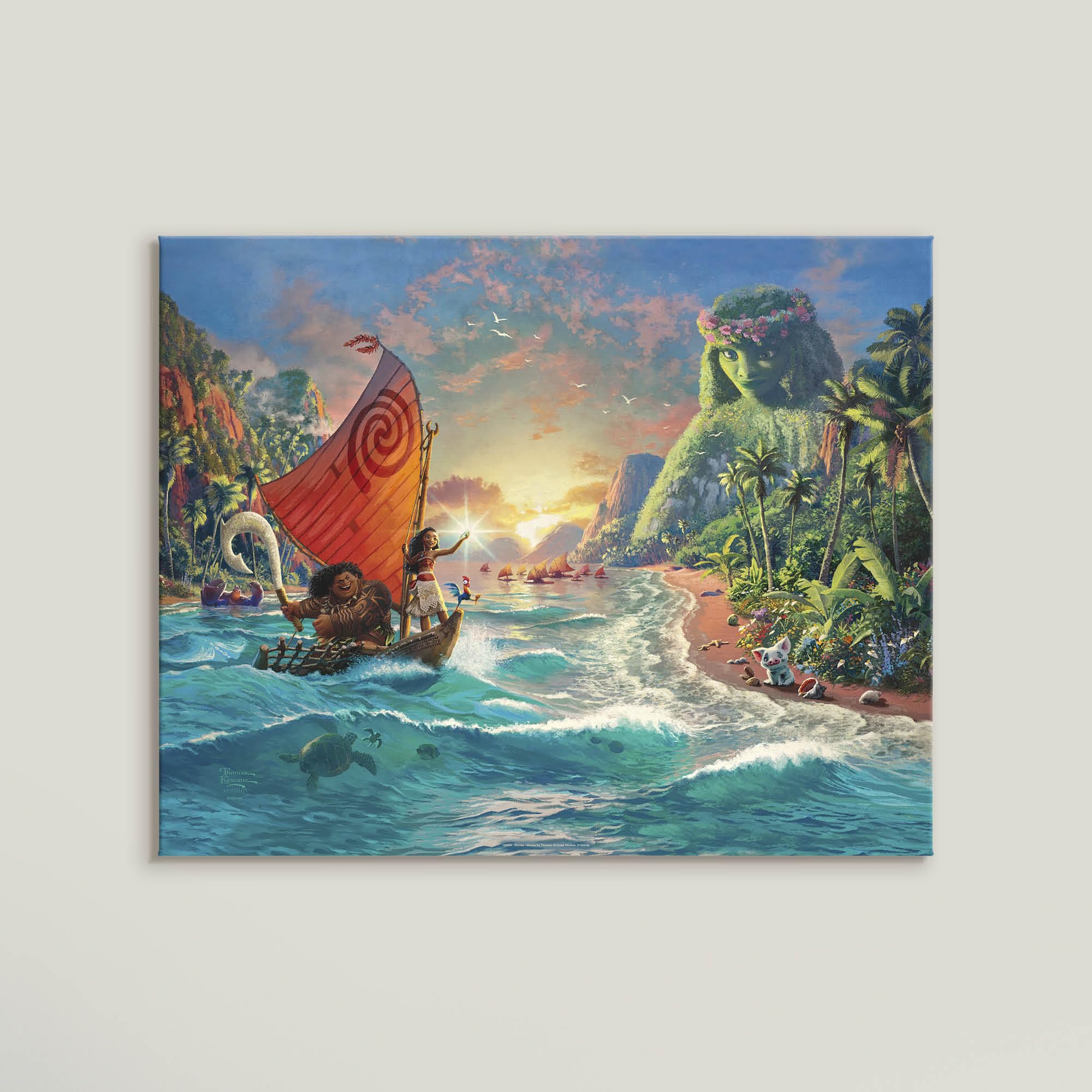 Thomas Kinkade Disney Moana Gallery Wrapped Canvas - Canvas Art | Frameless Wall Art | Certificate of Authenticity Included, 8" x 10"