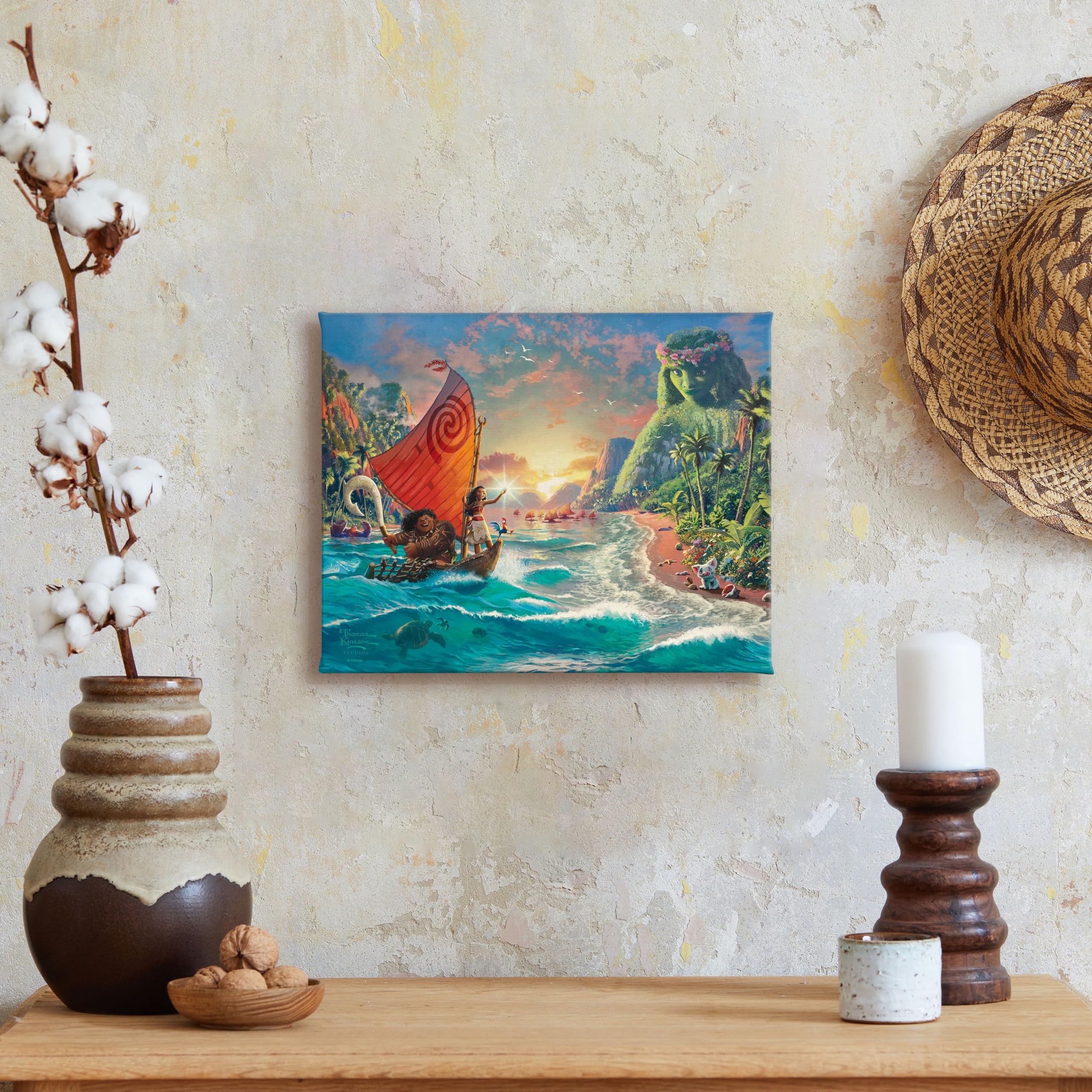 Thomas Kinkade Disney Moana Gallery Wrapped Canvas - Canvas Art | Frameless Wall Art | Certificate of Authenticity Included, 8" x 10"