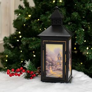 Thomas Kinkade Night Before Christmas Metal Holiday Flameless LED Lantern, Black, 13.5 Inch