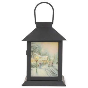 Mark Feldstein & Associates Led Coach Lantern Thomas Kinkade Christmas Village Box, Oil Rubbed Bronze