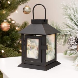 Mark Feldstein & Associates Led Coach Lantern Thomas Kinkade Christmas Village Box, Oil Rubbed Bronze