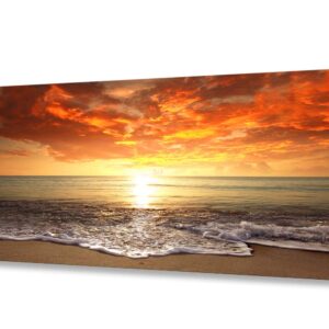 Baisuart S0162 Canvas Prints Wall Art Sunset Ocean Beach Pictures Photo Paintings for Living Room Bedroom Home Decorations Stretched and Framed Seascape Waves Landscape Giclee Artwork 30x60inch