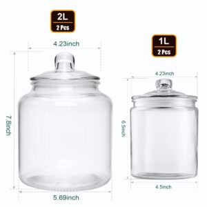 Salzesfalls Glass Kitchen Jars, Food & Cookie Storage Containers,Glass Canisters with Airtight Lid for Pantry - Flour, Coffee, Cookies, Pasta, Candy （Set of 4）