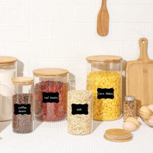 Vtopmart 138oz+51oz Glass Food Storage Jars, Glass Food Containers with Bamboo Wooden Lids for Flour and Sugar, Pasta, Cookies, Nuts, Cereal, Glass Canisters for Kitchen, Pantry Organization, BPA Free