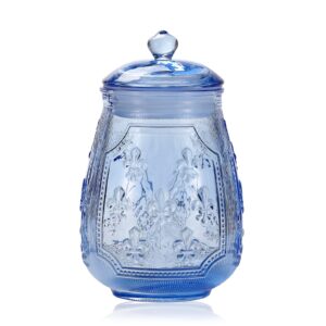 g glass cookie and candy jars with airtight lids for food storage, household (blue, md 4.3 in *h 7.2 in)