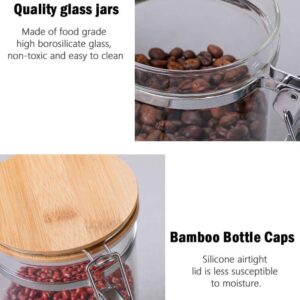 Zrwcvxy Glass Canisters with Bamboo Airtight Lid, 48 oz Clear Glass Food Storage Jars for Sugar, Pasta, Tea, Coffee Beans, Ground Coffee, Nuts, Flour, Cookie Food Storage