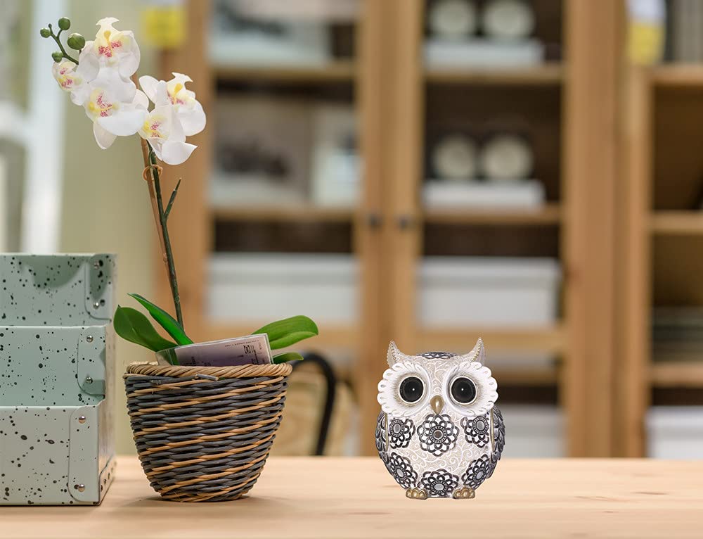 FAMICOZY Adorable Owl Figurine,Big Eyes Cute Owl Statue,Shelf Accents for Home Office Decor and Owl Lovers