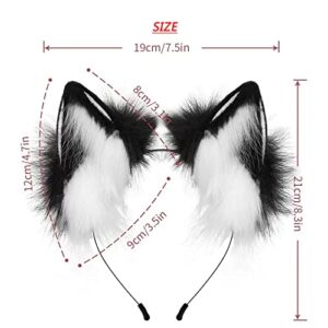 Valpeak Fox Ears and Tail Therian Tail Gear Wolf Ears for Kids Fluffy Therian Stuff Fox Costume for Girls Over 1 Years Old(ExpEar-Brown)