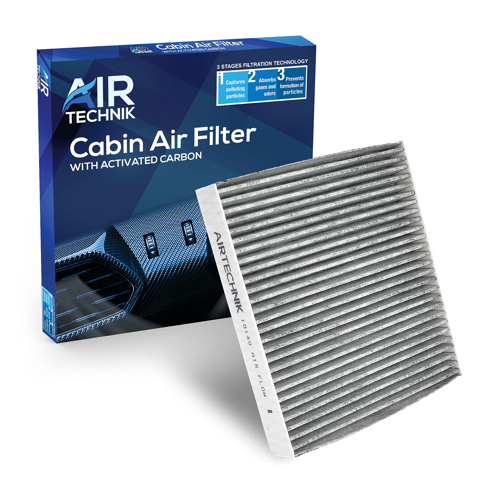 AirTechnik CF10140 Cabin Air Filter w/Activated Carbon | Fits Infiniti FX35, FX45, G35, Mitsubishi Eclipse, Lancer, Outlander, Nissan Altima, Maxima, Murano, Sentra, X-Trail - 27277-4M400