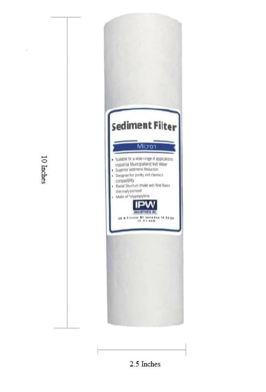 IPW Industries Inc. Replacement 10-Inch, Sediment Pre-filters for Whole House Water Filter Systems, 5 Micron, Pack of 4