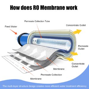 YKMGON 50 GPD Reverse Osmosis RO Membrane Element，12"x1.8" Replacement Water Filter or Under Sink Home Drinking RO Water Purifier System