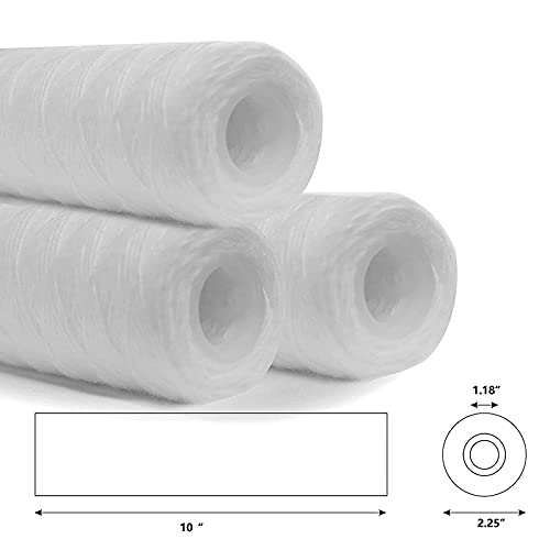 Zipits 【Home Appliances Accessories】 5 Pcs 1 Micrometre 10 x 2.5 Inch String-Wound Sediment Filter,Sediment Filter, Universal Replacement RO Unit 【Replaceable】