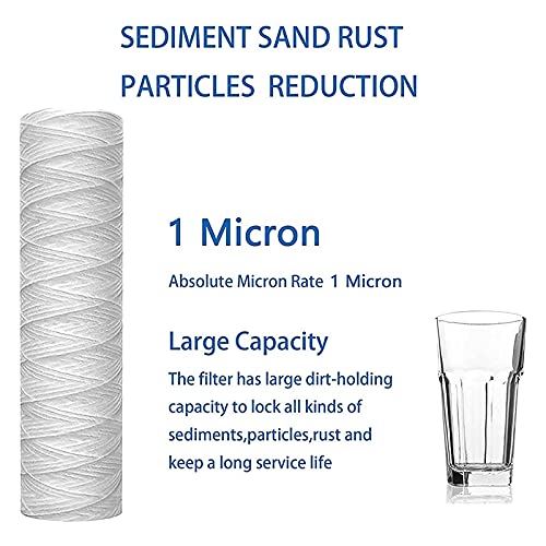 Zipits 【Home Appliances Accessories】 5 Pcs 1 Micrometre 10 x 2.5 Inch String-Wound Sediment Filter,Sediment Filter, Universal Replacement RO Unit 【Replaceable】