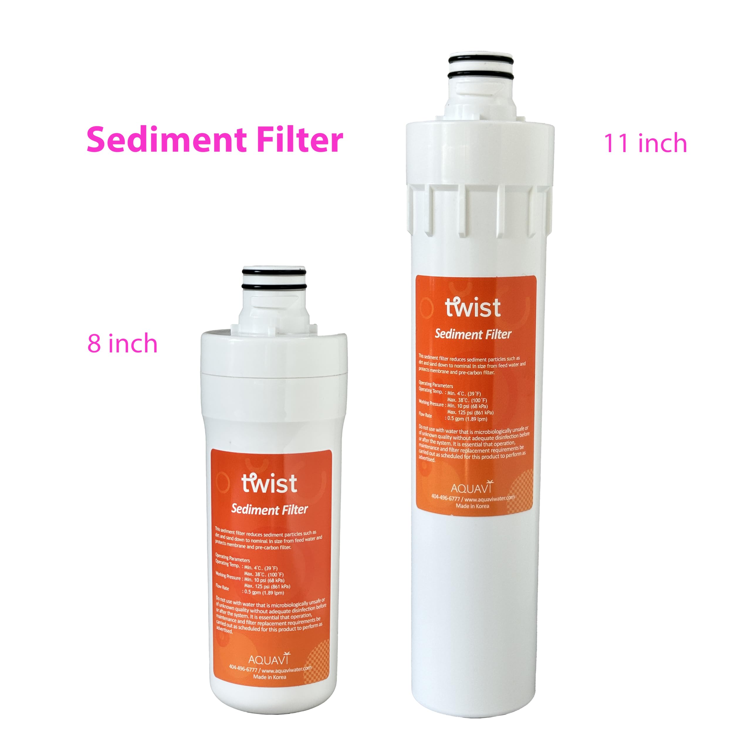 11 inch AQUAVI Twist Sediment Water Filter for Reverse Osmosis RO System Quick Connect Replacement or Add-on, Improve Water Taste