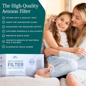 Fits Most Ultrasonic Humidifier Replacement Filters for Home, Cool Mist Demineralization Cartridges, Ceramic Filter Stone Material, 3 Pack, 6 Months Each - Aennon