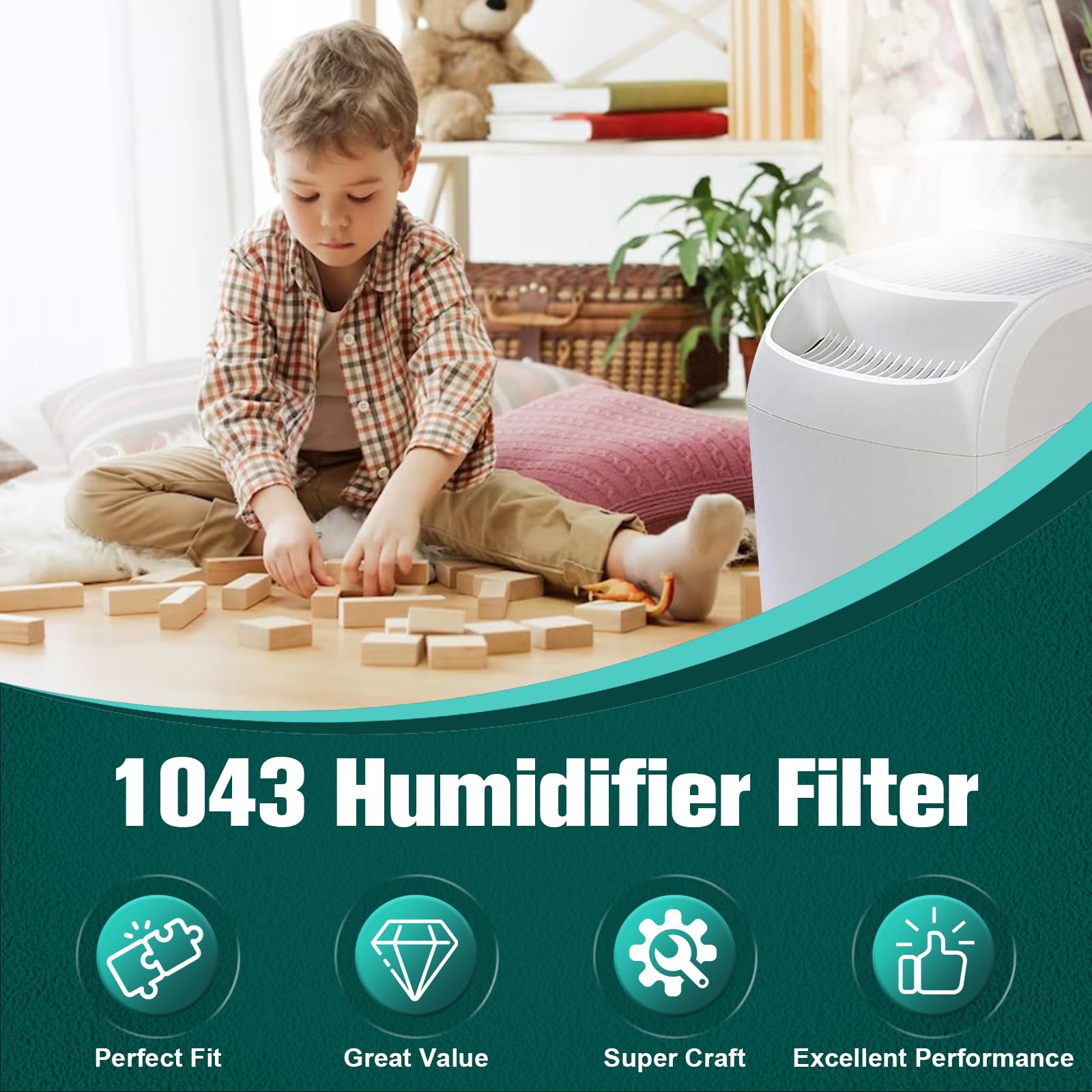 ROMON 1043 Humidifier Super Filter Wick Replacement for Essick Air AIRCARE 821000 826000 826800 831000 EP9500 EP9700 EP9R500 EP9R800 and Bemis Space Saver 8000 Series Humidifiers, 1 Pack