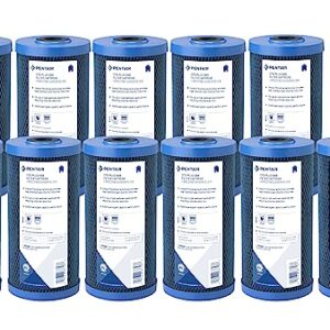 Pentair Pentek CFB-Plus10BB Big Blue Carbon Water Filter, 10-Inch, Whole House Fibredyne Modified Molded Carbon Block Replacement Cartridge, 10" x 4.5", 5-10 Micron, Pack of 12