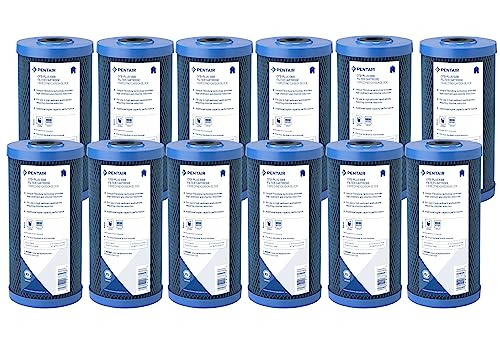 Pentair Pentek CFB-Plus10BB Big Blue Carbon Water Filter, 10-Inch, Whole House Fibredyne Modified Molded Carbon Block Replacement Cartridge, 10" x 4.5", 5-10 Micron, Pack of 12