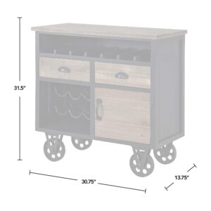 FirsTime & Co. Black and Brown Logan Bar Cart, Slim Kitchen Serving Cart and Coffee Cart with Storage for Liquor and Glasses, Wood, Farmhouse, 30.75 x 13.75 x 31.5 inches