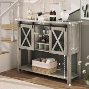 IDEALHOUSE Coffee Bar Cabinet, Sideboard Buffet Storage Cabinet with Storage, Farmhouse Wine Bar Cabinet with Wine Glass Rack, Liquor Cabinet Bar for Home, Kitchen, Dining, Living Room