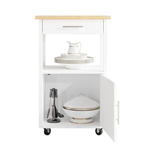 JY QAQA 22" Kitchen Island on Wheels with Storage Cabinet Kitchen Cart Cabinet with Shelves, Cart Handle for Towel Rack or Free Mobility, Portable Islands for Kitchen,White