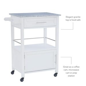 White Linon Storage Cart On Wheels With Granite Top. Great For Small Kitchens!!