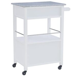 White Linon Storage Cart On Wheels With Granite Top. Great For Small Kitchens!!