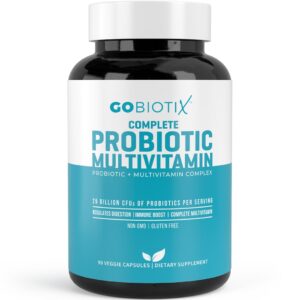 GOBIOTIX Probiotic Multivitamin Supplement - Daily Multivitamins with Probiotics - 25 Billion CFU - Boost Immunity and Digestive Health, Probiotics for Women and Men - Gluten Free Pills - 90 Capsules