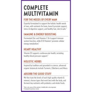 New Chapter Men's Multivitamin for Immune, Stress, Heart + Energy Support with Fermented Nutrients - Every Man's One Daily, Made with Organic Vegetables & Herbs, Non-GMO, Gluten Free - 96 ct