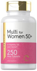 carlyle multivitamin for women 50 and over | 250 caplets | iron free | with b-vitamins, d3, and calcium | for women 50 plus | gluten free