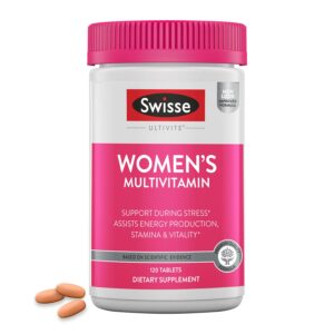 Swisse Daily Multivitamin for Women | 47 Vitamins, Antioxidants and Minerals + Adaptogens | Energy, Stress & Immune Support | Womens Multivitamin Supplement | 120 Tablets / 4 Months Supply