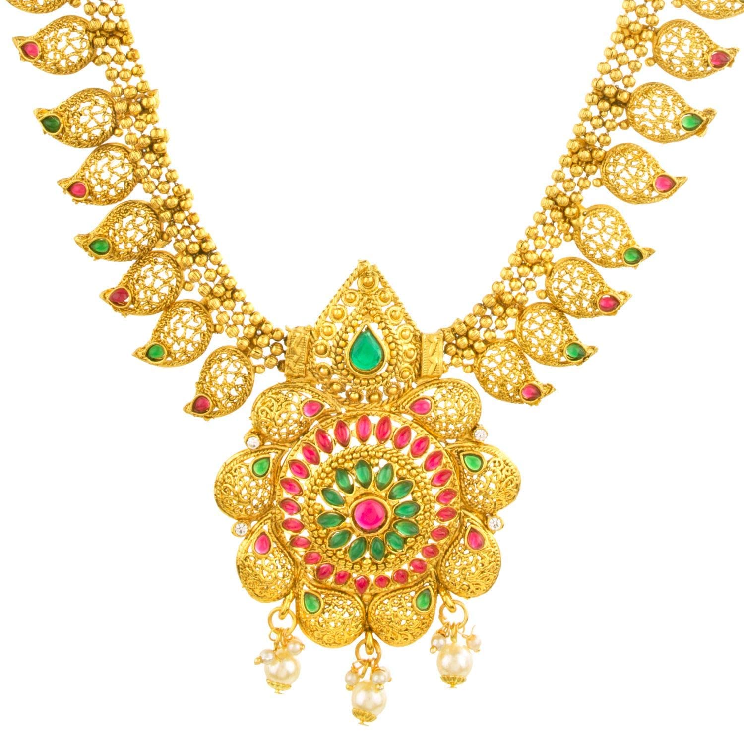 Efulgenz Indian Bridal Jewelry Sets for Women Gold Tone Traditional Indian Bollywood Bridal Wedding Set Of Choker Collar Princess Necklaces Dangle Earrings Jewellery