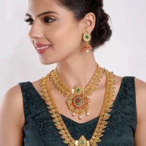 Efulgenz Indian Bridal Jewelry Sets for Women Gold Tone Traditional Indian Bollywood Bridal Wedding Set Of Choker Collar Princess Necklaces Dangle Earrings Jewellery