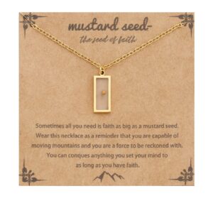 haoze mustard seed necklace christian gifts for women, stainless steel faith mustard seed necklace inspirational christian religious jewelry gifts for women (0-mustard seed necklace-rectangle -gold)