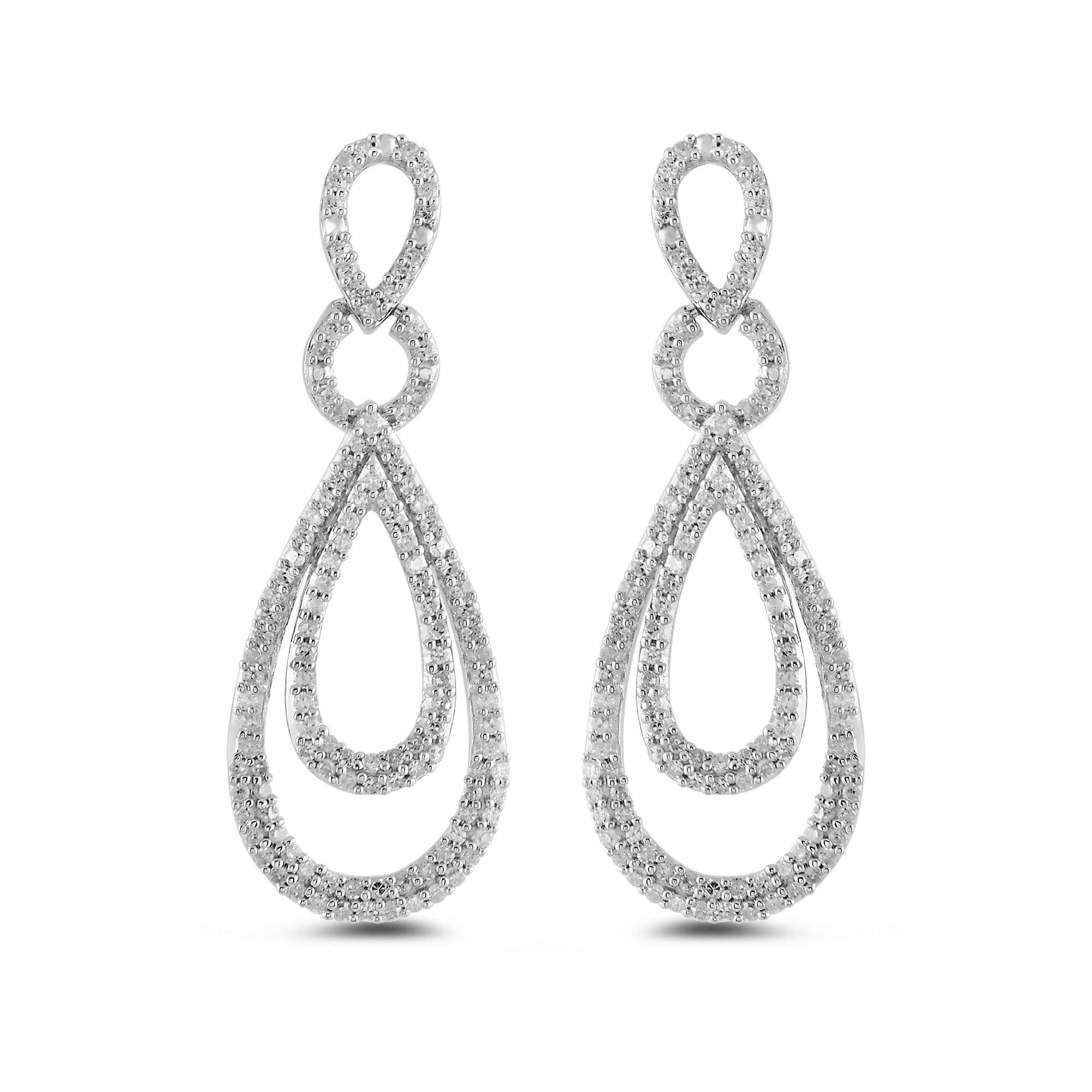 Amazon Essentials Sterling Silver Diamond Drop Earrings (1/2 cttw) (previously Amazon Collection)