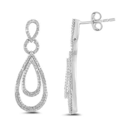 Amazon Essentials Sterling Silver Diamond Drop Earrings (1/2 cttw) (previously Amazon Collection)