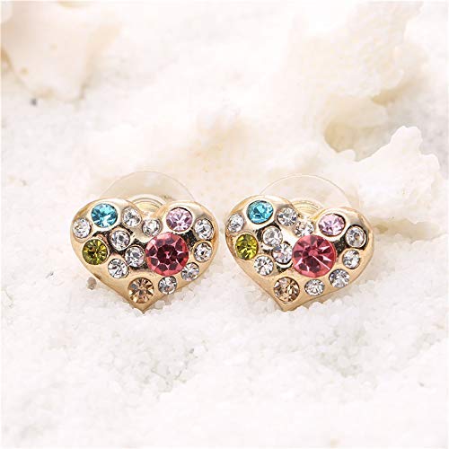 Women Necklace Earring Colorful Heart Pendant Girl Chain Collar Ear Studs Party Wedding Jewellery Set Love Gift Practical treatment