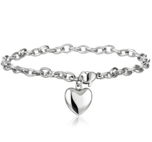 jstyle jewelry women's heart charm bracelets stainless steel link bracelet birthday gifts for women jewelry