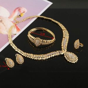 Huangshanshan 24K Gold Plated Jewelry Set White Stone Choker Jewelry Set Habesha Eritrea