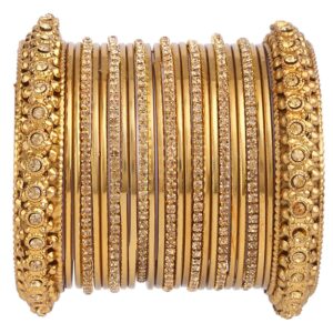 efulgenz boho vintage antique gypsy tribal indian oxidized gold plated crystal bracelet bangle set jewelry (25 pc)