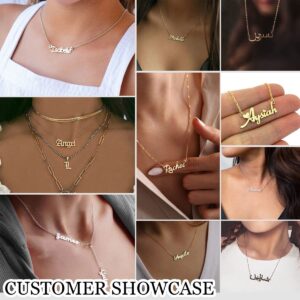 MEALGUET Name Necklace Personalized for Women : 18K Gold Plated Custom Name Necklace Chain Name Plate Choker Necklace Customized Gift Idea for WomenFemale Friends Girlfriend