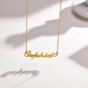 MEALGUET Name Necklace Personalized for Women : 18K Gold Plated Custom Name Necklace Chain Name Plate Choker Necklace Customized Gift Idea for WomenFemale Friends Girlfriend