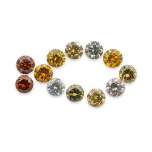 0.88 tcw - 12 natural fancy color diamonds yellow orange green brown gray set for her handmade women box lot jewelry