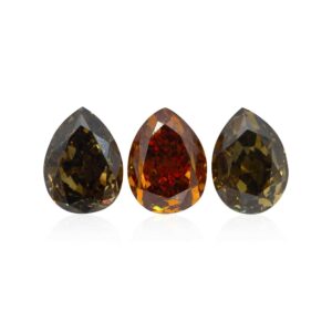 0.85 Tcw - 3 Natural Fancy Color Diamonds Orange Brown Green Lot Women Handmade For Her Jewelry Box Set