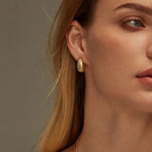 Chunky Gold Hoop Earrings for Women, 14K Gold Plated Thick Drop Hoops Earrings for Women Lightweight Teardrop Gold Earrings for Women Trendy Hypoallergenic Open Hoops Gold Earrings Gifts for Women