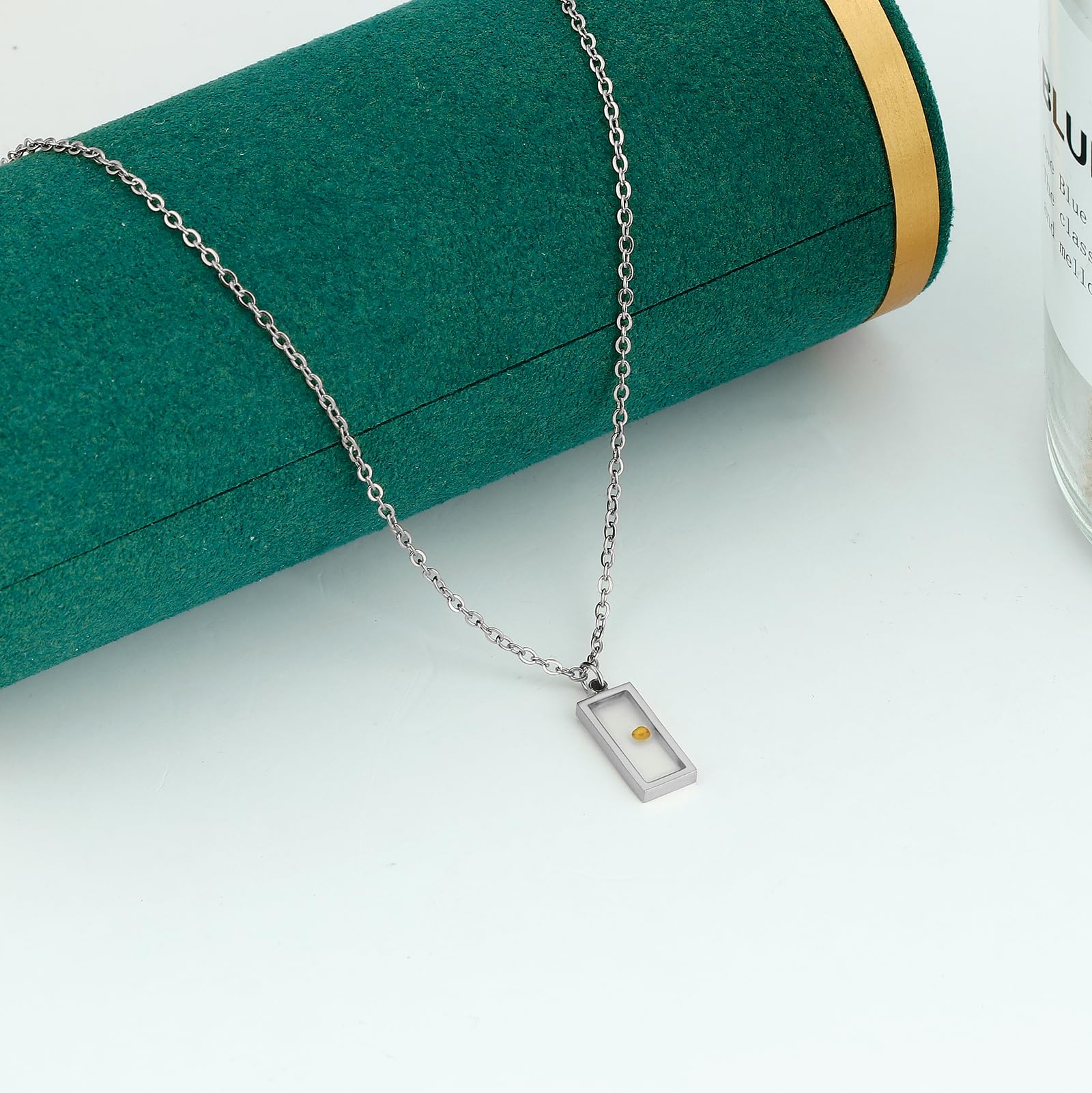 Haoze Miscarriage Gifts for Mothers Forget Me Not Seed Necklace Baby Loss Grief Sympathy Gift Child Loss Memorial Gifts Jewelry (Miscarriage Necklace-Rectangle-Silver)