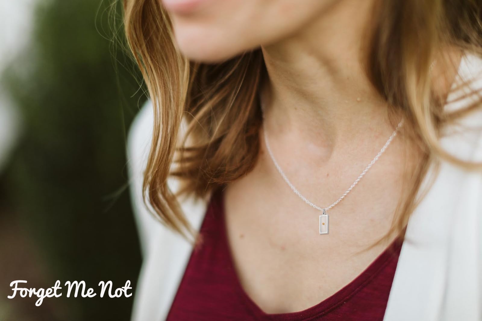 Haoze Miscarriage Gifts for Mothers Forget Me Not Seed Necklace Baby Loss Grief Sympathy Gift Child Loss Memorial Gifts Jewelry (Miscarriage Necklace-Rectangle-Silver)