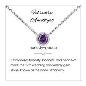 presentski february birthstone necklace amethyst necklace solitaire pendant necklace 925 sterling silver necklace for women mother's day gifts jewelry