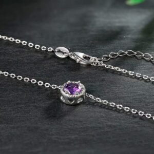 Presentski February Birthstone Necklace Amethyst Necklace Solitaire Pendant Necklace 925 Sterling Silver Necklace for Women Mother's Day Gifts Jewelry